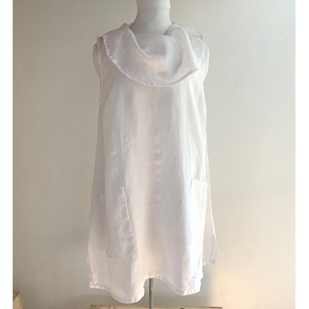 Match Point Cowl-Neck Sleeveless Linen Tunic